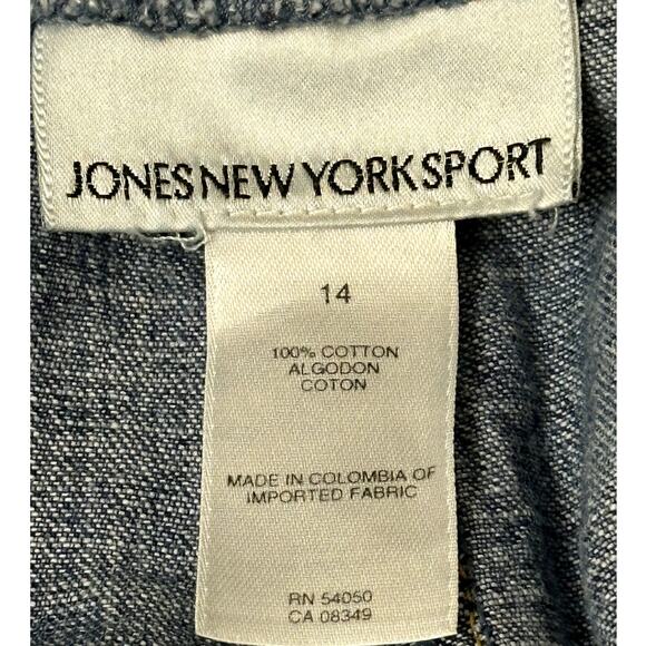 Jones New York Sport Women Size 14 Cropped Denim Jean Cargo Pants Pockets Beachy - Picture 7 of 10